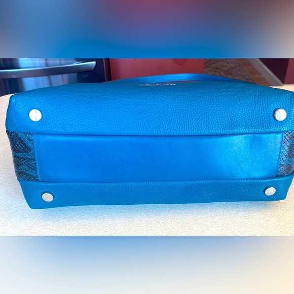 MICHAEL KORS Rollins Python Snakeskin Teal and Black Crossbody, NWT - Picture 13 of 17